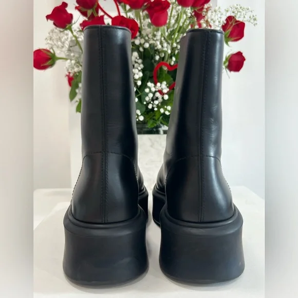 The Row Zippered Platform Leather Combat Boots - Picture 6 of 15